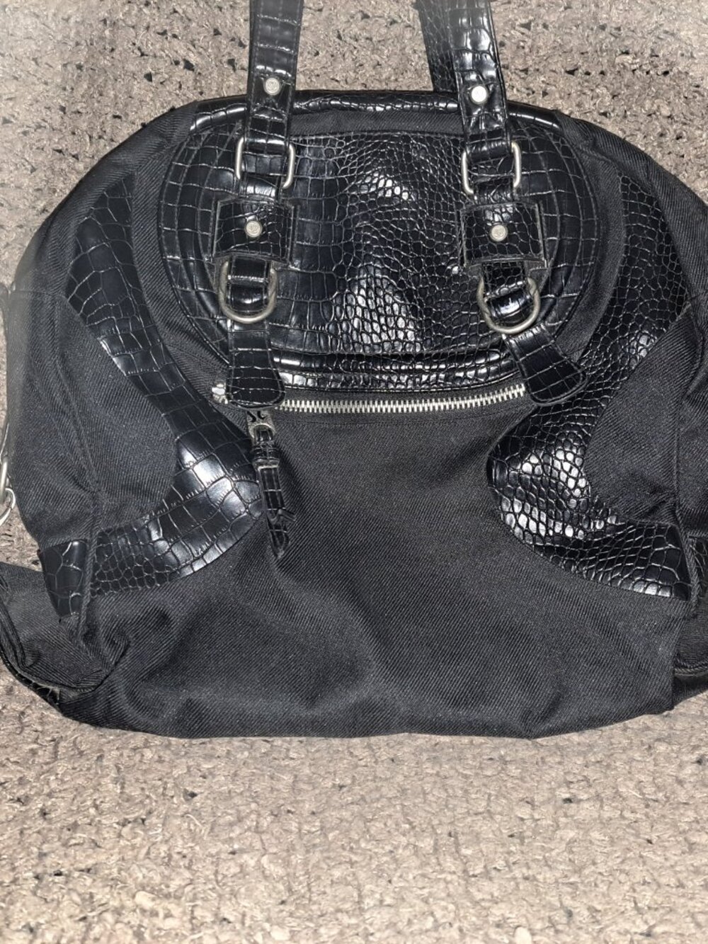 LULULEMON-Croc Embossed Large Bowler Bag-Black-HTF-Excellent - Picture 2 of 7